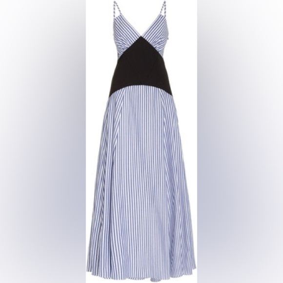 ROSIE ASSOULIN Blue & White Knit-Paneled Striped Cotton Max Dress Size 8 EUC - Picture 5 of 12
